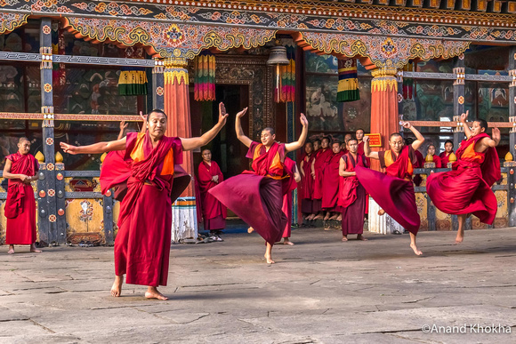 Dancing Monks--Paro Dzong, Bhutan