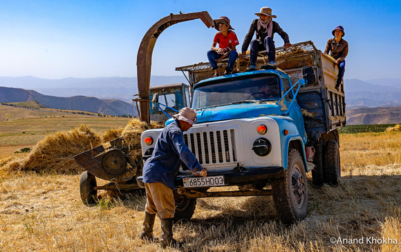 Tajik Farmer crank starting Russian Vintage truck