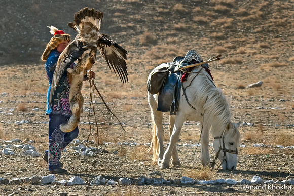 Hunter with his Eagle and the kill