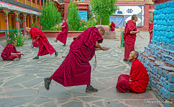 MMonks Debating, Samding Monastery, Yamdrok