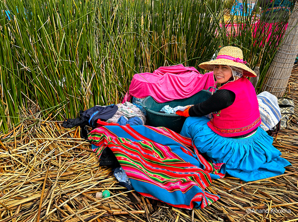 Uros Islander at  Lake Titicaca