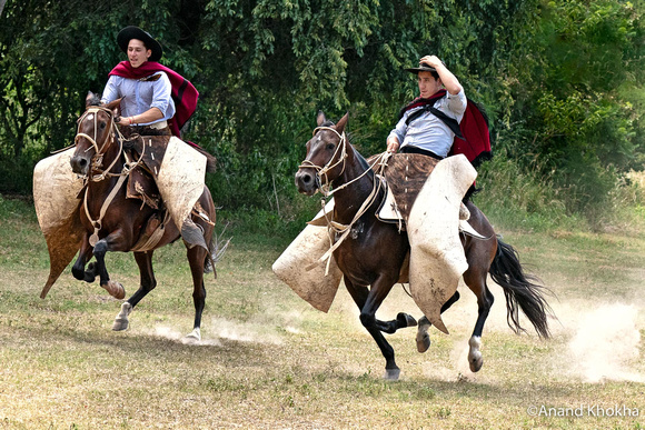 Two Gauchos on Horses, Estancia El Bordo, Salta Province
