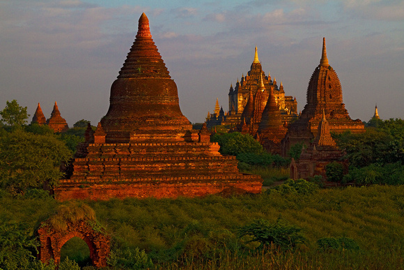 Buddhist Temples at Sunrise, Bagan, Burma