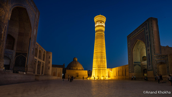 Kalan Mosque and Minaret at Dusk, Bukhara