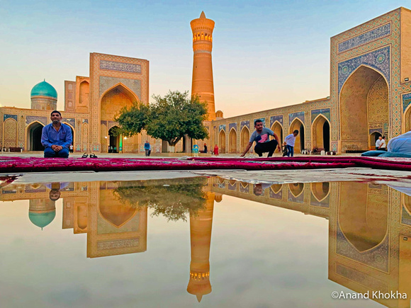 Reflections of Kalan Mosque and Minaret, Bukhara