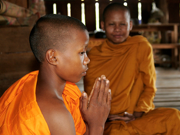 Monks in Meditation, Angkor Wat, Cambodia