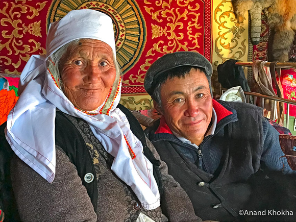 Bekysh with his mother in their Ger tent