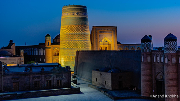 View from Rooftop Restaurant at Dusk, Khiva