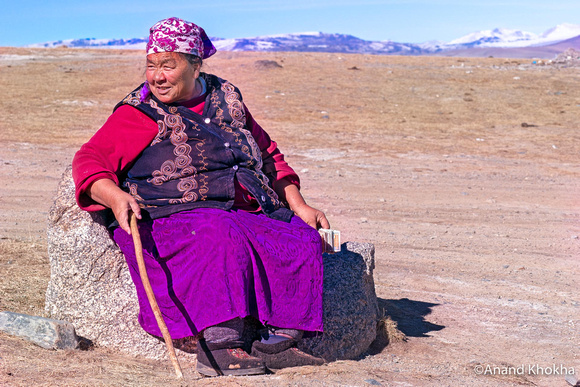 Colorful costume in desolate country side